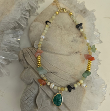 Load image into Gallery viewer, Green Aventurine, Unakite & Carnelian Bead Anklet