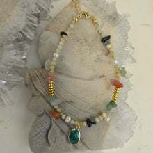Load image into Gallery viewer, Green Aventurine, Unakite & Carnelian Bead Anklet