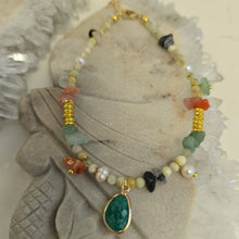 Load image into Gallery viewer, Green Aventurine, Unakite & Carnelian Bead Anklet