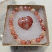 Load image into Gallery viewer, Fire Quartz Bracelet and Heart boxed set