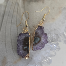 Load image into Gallery viewer, Amethyst Stalactite Slice Earrings