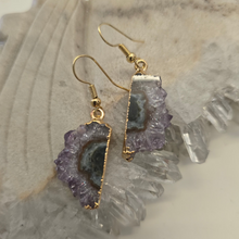 Load image into Gallery viewer, Amethyst Stalactite Slice Earrings