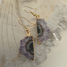 Load image into Gallery viewer, Amethyst Stalactite Slice Earrings