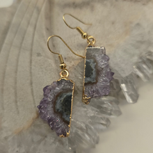 Load image into Gallery viewer, Amethyst Stalactite Slice Earrings