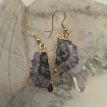 Load image into Gallery viewer, Amethyst Stalactite Slice Earrings