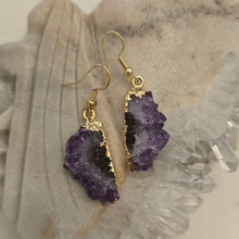 Load image into Gallery viewer, Amethyst Stalactite Slice Earrings