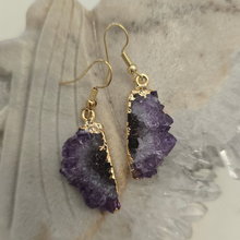 Load image into Gallery viewer, Amethyst Stalactite Slice Earrings