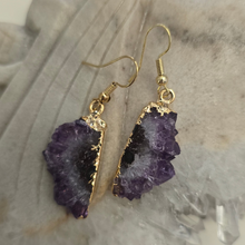 Load image into Gallery viewer, Amethyst Stalactite Slice Earrings