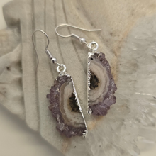 Load image into Gallery viewer, Amethyst Stalactite Slice Earrings