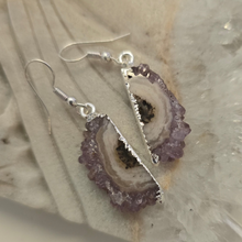Load image into Gallery viewer, Amethyst Stalactite Slice Earrings