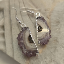 Load image into Gallery viewer, Amethyst Stalactite Slice Earrings