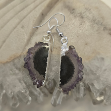 Load image into Gallery viewer, Amethyst Stalactite Slice Earrings