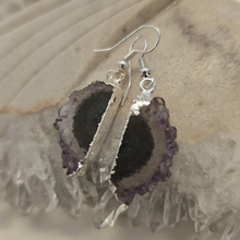 Load image into Gallery viewer, Amethyst Stalactite Slice Earrings