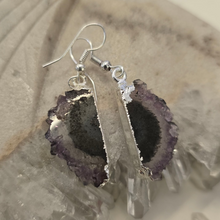 Load image into Gallery viewer, Amethyst Stalactite Slice Earrings