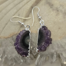 Load image into Gallery viewer, Amethyst Stalactite Slice Earrings