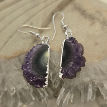 Load image into Gallery viewer, Amethyst Stalactite Slice Earrings