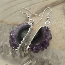 Load image into Gallery viewer, Amethyst Stalactite Slice Earrings
