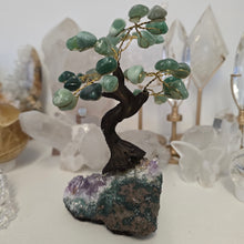 Load image into Gallery viewer, Green Quartz Bonsai Tree on Amethyst Cluster