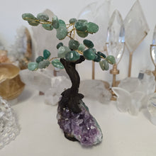 Load image into Gallery viewer, Green Quartz Bonsai Tree on Amethyst Cluster