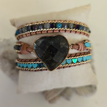 Load image into Gallery viewer, Labradorite Heart Wrap Bracelet