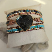 Load image into Gallery viewer, Labradorite Heart Wrap Bracelet