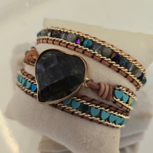 Load image into Gallery viewer, Labradorite Heart Wrap Bracelet