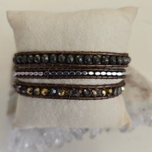 Load image into Gallery viewer, Pyrite Bronze Wrap Bracelet