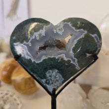 Load image into Gallery viewer, Moss Agate Heart with Stand