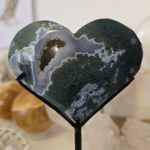 Load image into Gallery viewer, Moss Agate Heart with Stand
