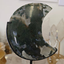 Load image into Gallery viewer, Moss Agate Moon with Stand
