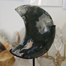 Load image into Gallery viewer, Moss Agate Moon with Stand