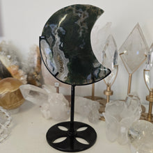 Load image into Gallery viewer, Moss Agate Moon with Stand