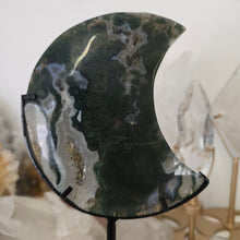 Load image into Gallery viewer, Moss Agate Moon with Stand