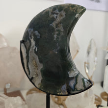 Load image into Gallery viewer, Moss Agate Moon with Stand