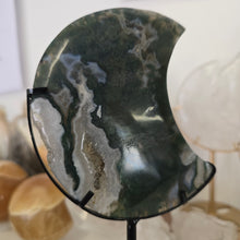 Load image into Gallery viewer, Moss Agate Moon with Stand