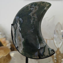 Load image into Gallery viewer, Moss Agate Moon with Stand
