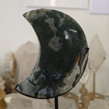 Load image into Gallery viewer, Moss Agate Moon with Stand