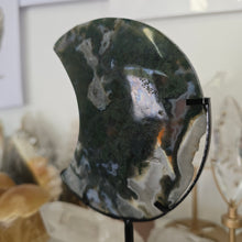 Load image into Gallery viewer, Moss Agate Moon with Stand