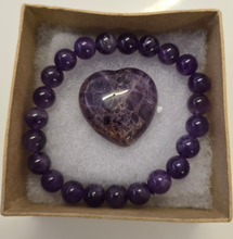 Load image into Gallery viewer, Amethyst Bracelet and Heart Boxset