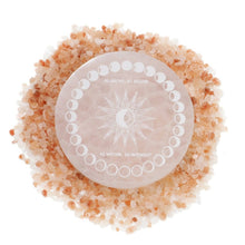 Load image into Gallery viewer, Selenite Round Engraved Plate - Moon Phases