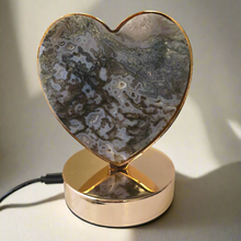 Load image into Gallery viewer, Moss Agate Heart Lamp