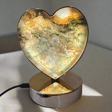 Load image into Gallery viewer, Moss Agate Heart Lamp