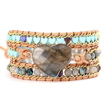 Load image into Gallery viewer, Labradorite Heart Wrap Bracelet