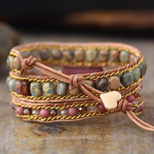 Load image into Gallery viewer, Rhodonite and Jasper Heart Wrap Bracelet