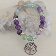 Load image into Gallery viewer, Fluorite and Amethyst Bracelet