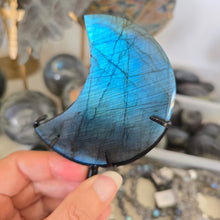 Load image into Gallery viewer, Labradorite Moon with stand