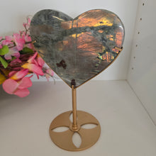 Load image into Gallery viewer, Labradorite Heart with stand