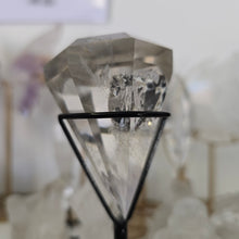 Load image into Gallery viewer, Faceted Clear Quartz Diamond with Stand - Rainbows