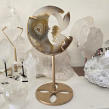 Load image into Gallery viewer, Druzy Agate Crescent Moon Fairy on Stand - small