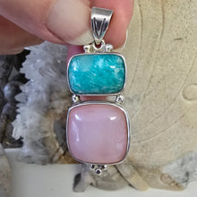 Load image into Gallery viewer, Amazonite and Pink Opal Sterling Silver Pendant